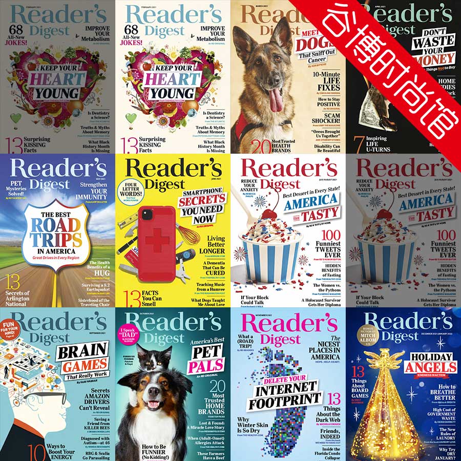[美国版]Readers Digest 读者文摘 2021年合集(全10本)